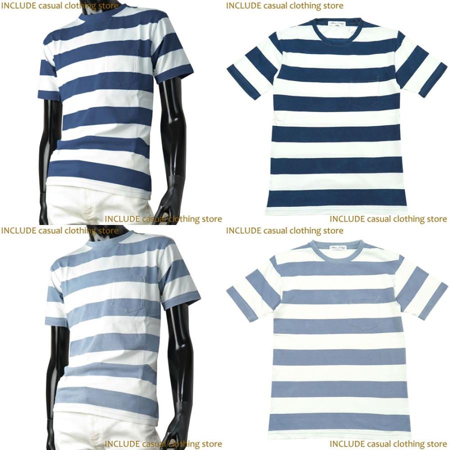 SALE 送料無料 半袖Ｔ インディゴ カットデニム 太ボーダー プリント ブリーチ 春 夏 |  | 03