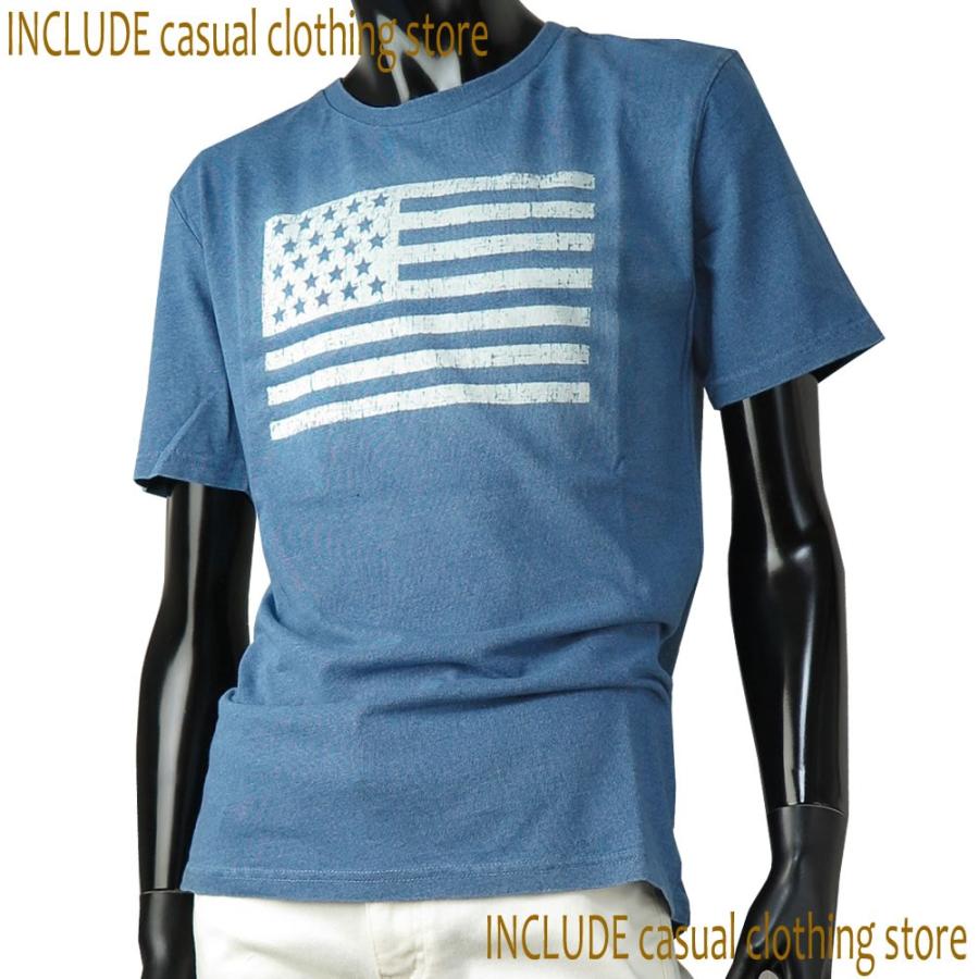 SALE 送料無料 半袖Ｔ インディゴ カットデニム 星条旗 プリント USA アメリカ ブリーチ 春 夏 |  | 02