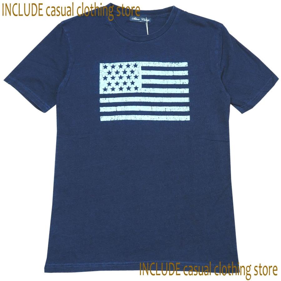 SALE 送料無料 半袖Ｔ インディゴ カットデニム 星条旗 プリント USA アメリカ ブリーチ 春 夏 |  | 03