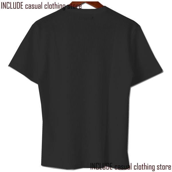 半袖Tシャツ ワッフル ヘンリーネック サーマル 半袖 Tシャツ メンズ 春夏 黒 M 送料込 クリックポスト |  | 01