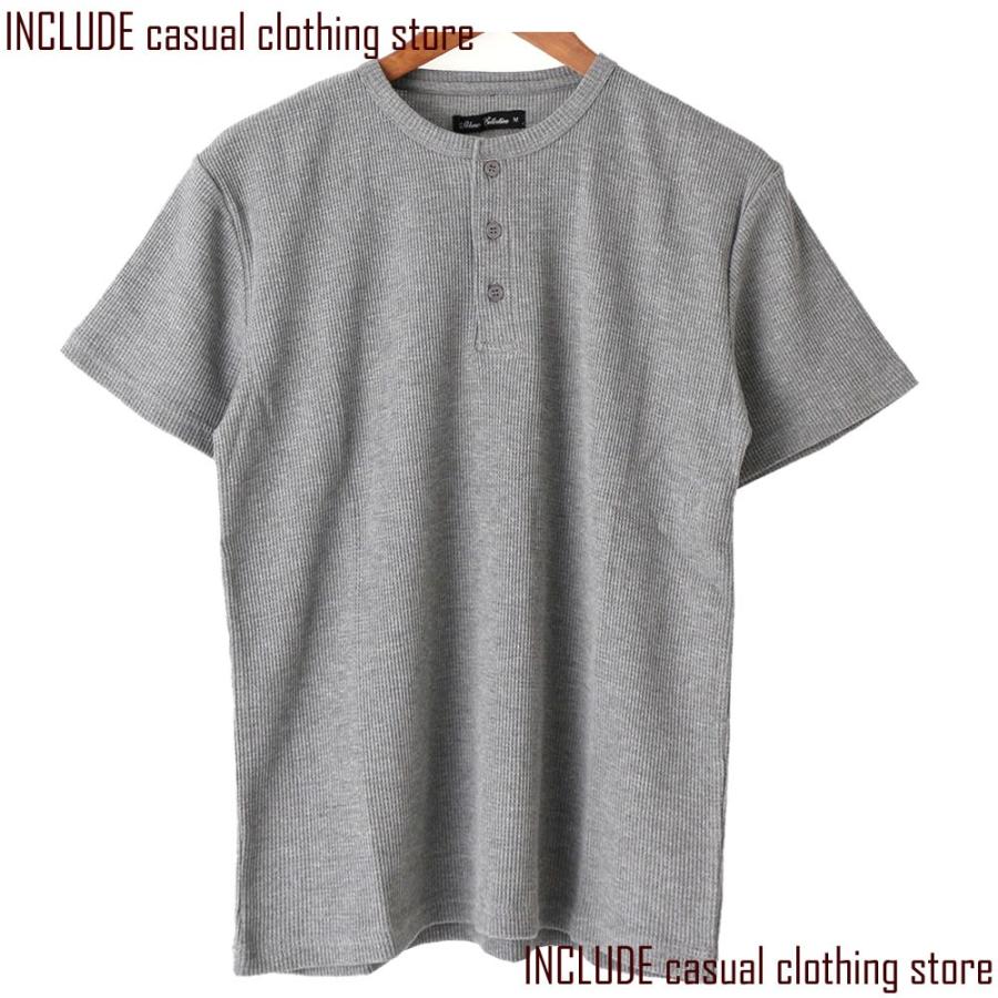ワッフル ヘンリーネック サーマル 半袖 Tシャツ メンズ 春夏 |  | 02