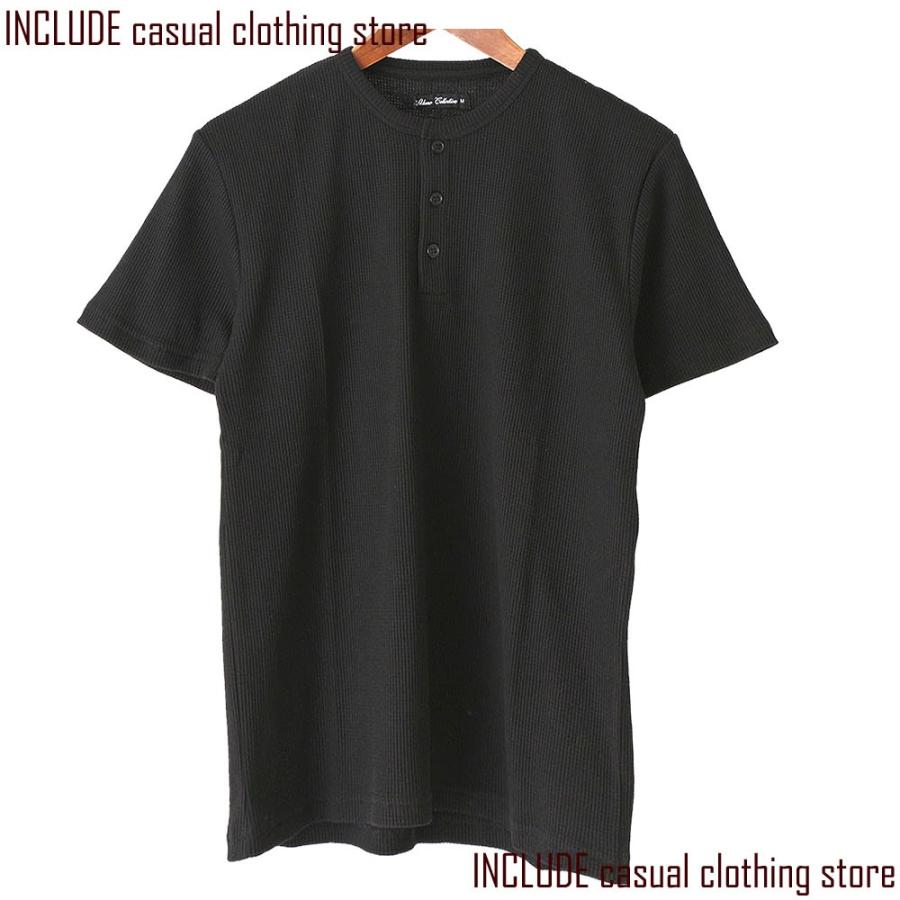 ワッフル ヘンリーネック サーマル 半袖 Tシャツ メンズ 春夏 |  | 03