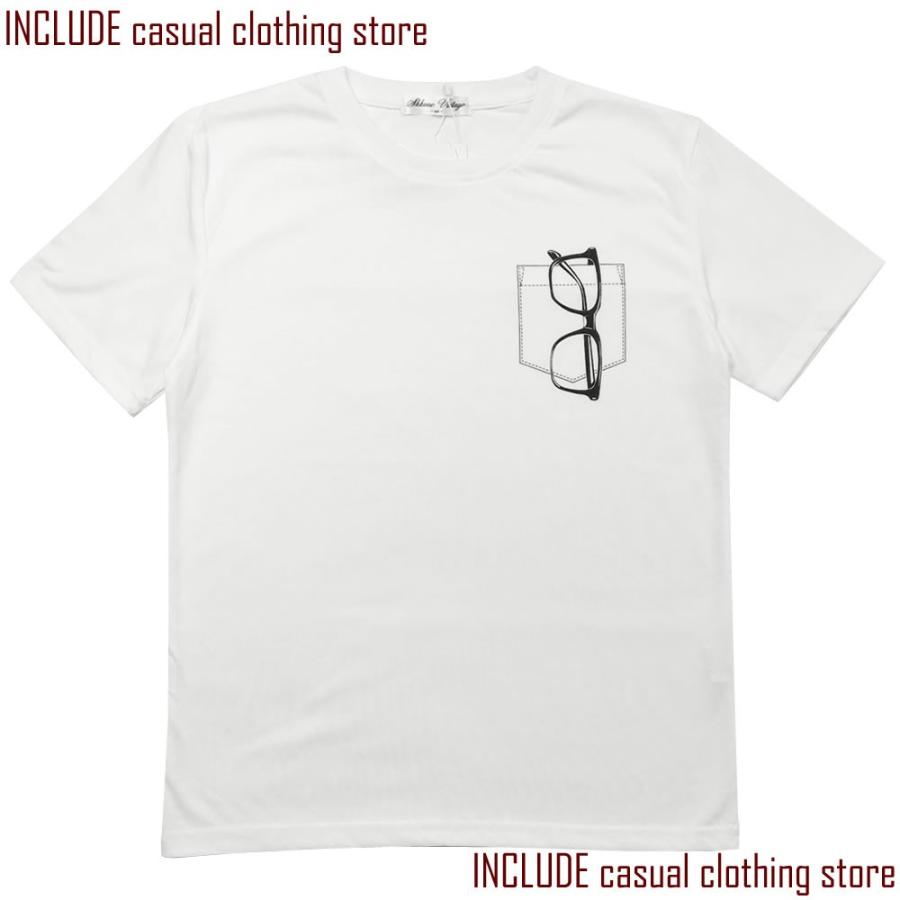 送料無料 半袖Tシャツ クルーネック Ｔシャツ サングラス ポケット プリント ストリート カレッジ |  | 02