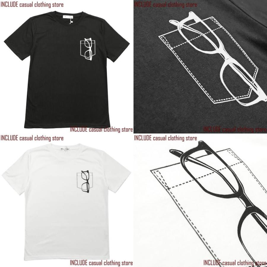 送料無料 半袖Tシャツ クルーネック Ｔシャツ サングラス ポケット プリント ストリート カレッジ |  | 04