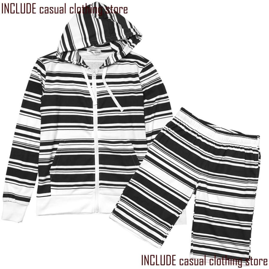 セットアップ 上下セット ボーダー ジップパーカー ショートパンツ 白 ネイビー ブラック M L LL |  | 02
