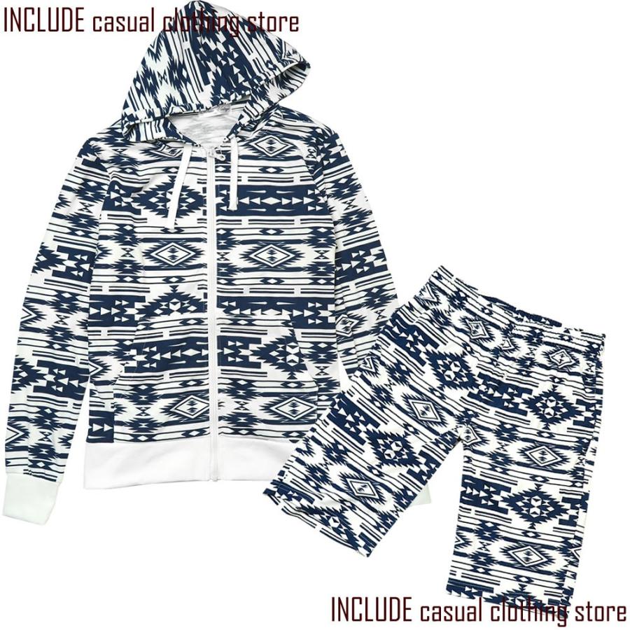 セットアップ 上下セット ネイティブ エスニック ジップパーカー ショートパンツ 白 ネイビー ブラック M L LL |  | 02