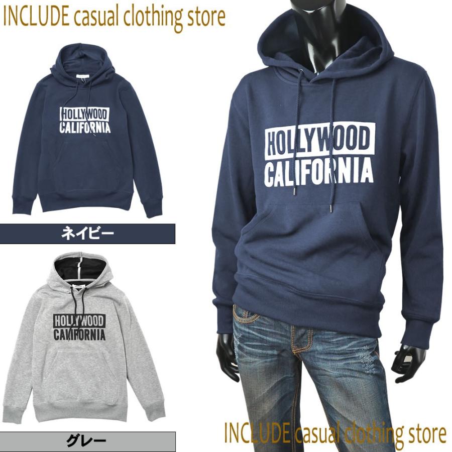 裏シャギー プルパーカー トレーナー 裏起毛 ロゴ プリント M L LL ネイビー グレー | 