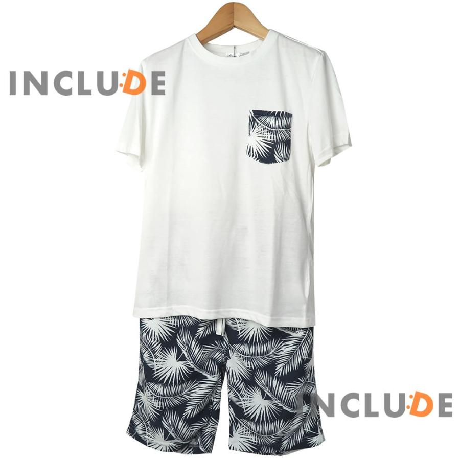 お得な２枚セット セットアップ 上下セット 半袖Tシャツ ショートパンツ ボタニカル 人気柄 クルーネック M L LL 白 黒 |  | 06