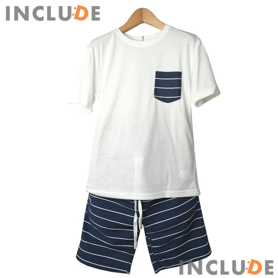 お得な２枚セット セットアップ 上下セット 半袖Tシャツ ショートパンツ ボーダー 人気柄 クルーネック M L LL 白 黒 |  | 01