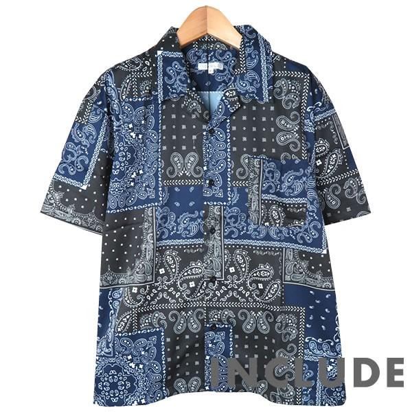 半袖シャツ 開襟シャツ 総柄 ストライプ ペイズリー柄  オープンカラー オーバーサイズ ルーズ 夏服 夏 韓国ファッション メ |  | 05