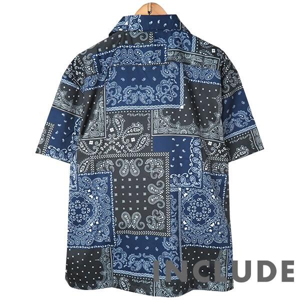 半袖シャツ 開襟シャツ 総柄 ストライプ ペイズリー柄  オープンカラー オーバーサイズ ルーズ 夏服 夏 韓国ファッション メ |  | 06