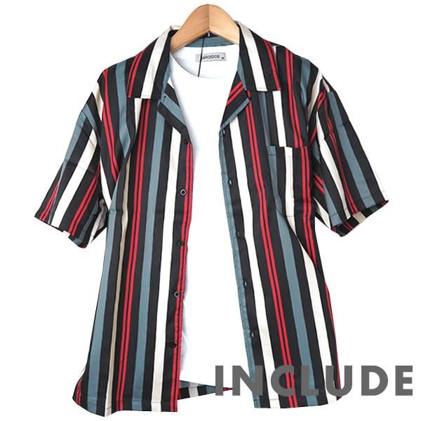 半袖シャツ 開襟シャツ 総柄 ストライプ ペイズリー柄  オープンカラー オーバーサイズ ルーズ 夏服 夏 韓国ファッション メ |  | 08