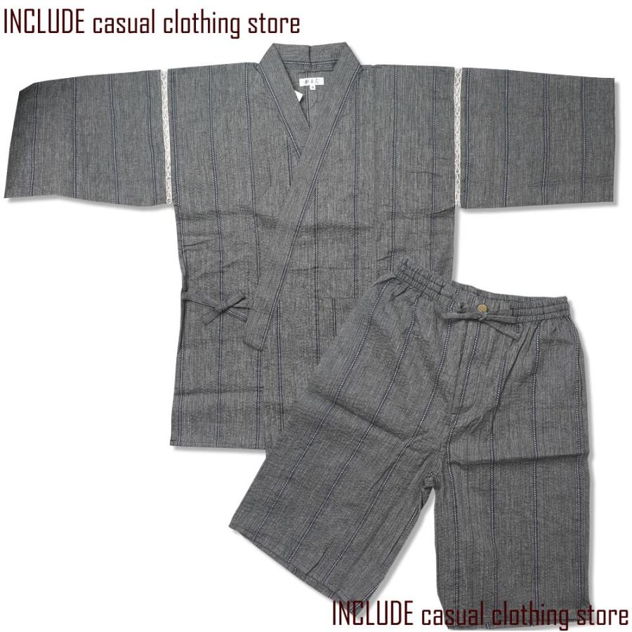 甚平 上下セット しじら織 浴衣 セットアップ メンズ 黒 グレー M L LL(XL) |  | 02
