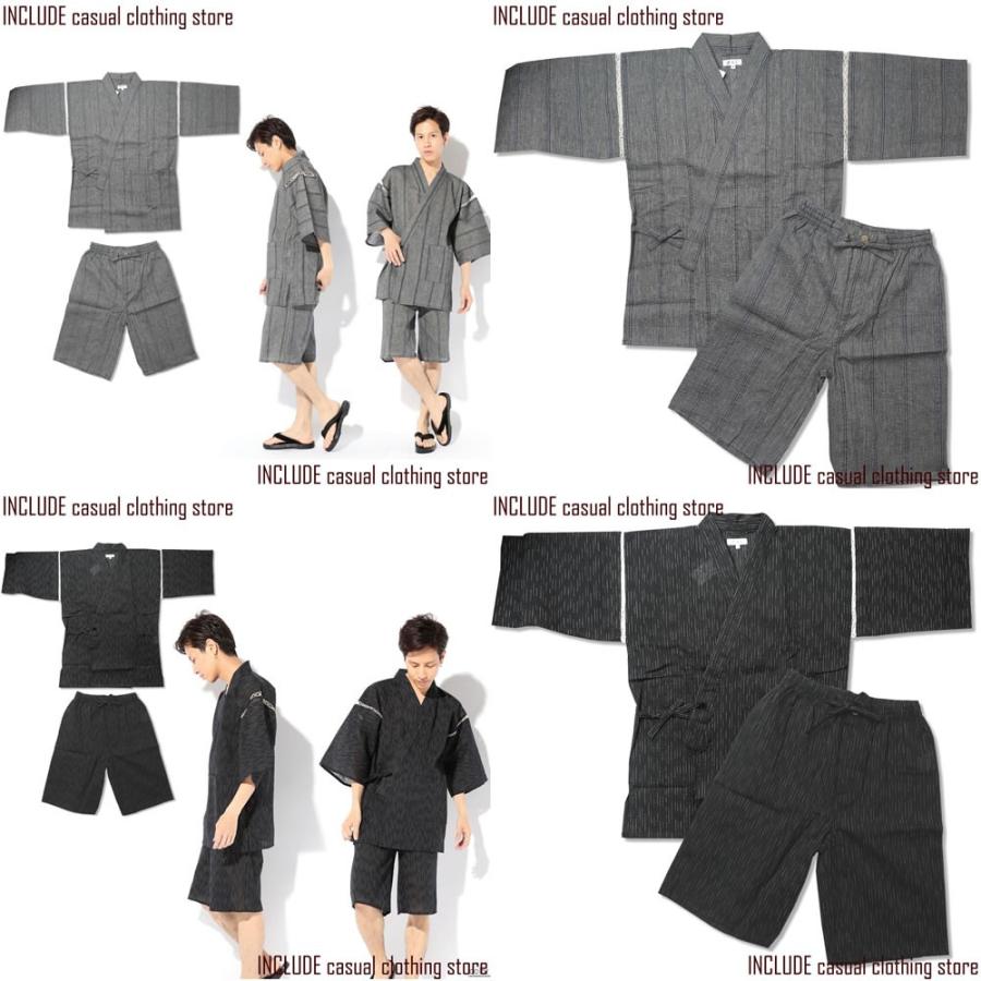 甚平 上下セット しじら織 浴衣 セットアップ メンズ 黒 グレー M L LL(XL) |  | 03