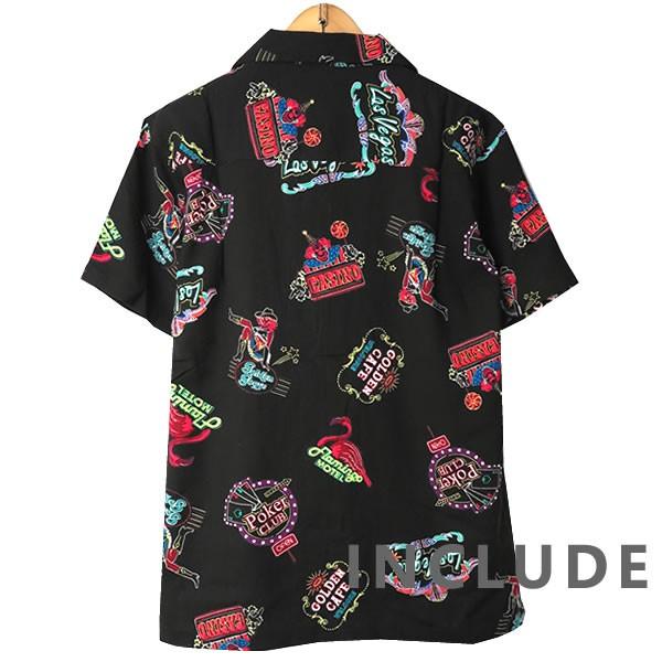 オープンカラー 総柄 半袖シャツ ラスベガス VEGAS ピエロ ネオン フラミンゴ アロハシャツ レーヨン 総柄 開襟シャツ |  | 02