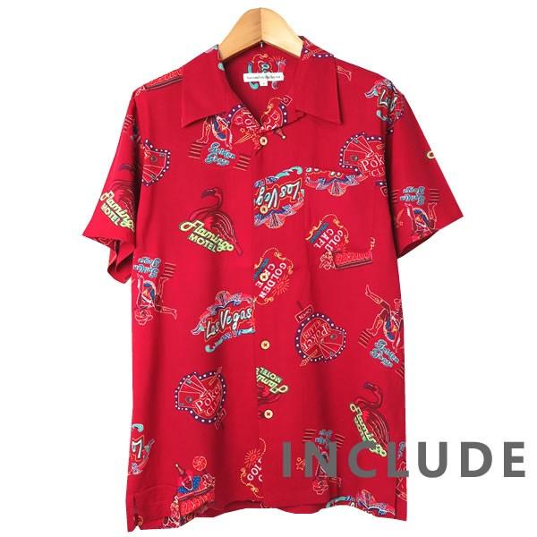 オープンカラー 総柄 半袖シャツ ラスベガス VEGAS ピエロ ネオン フラミンゴ アロハシャツ レーヨン 総柄 開襟シャツ |  | 04