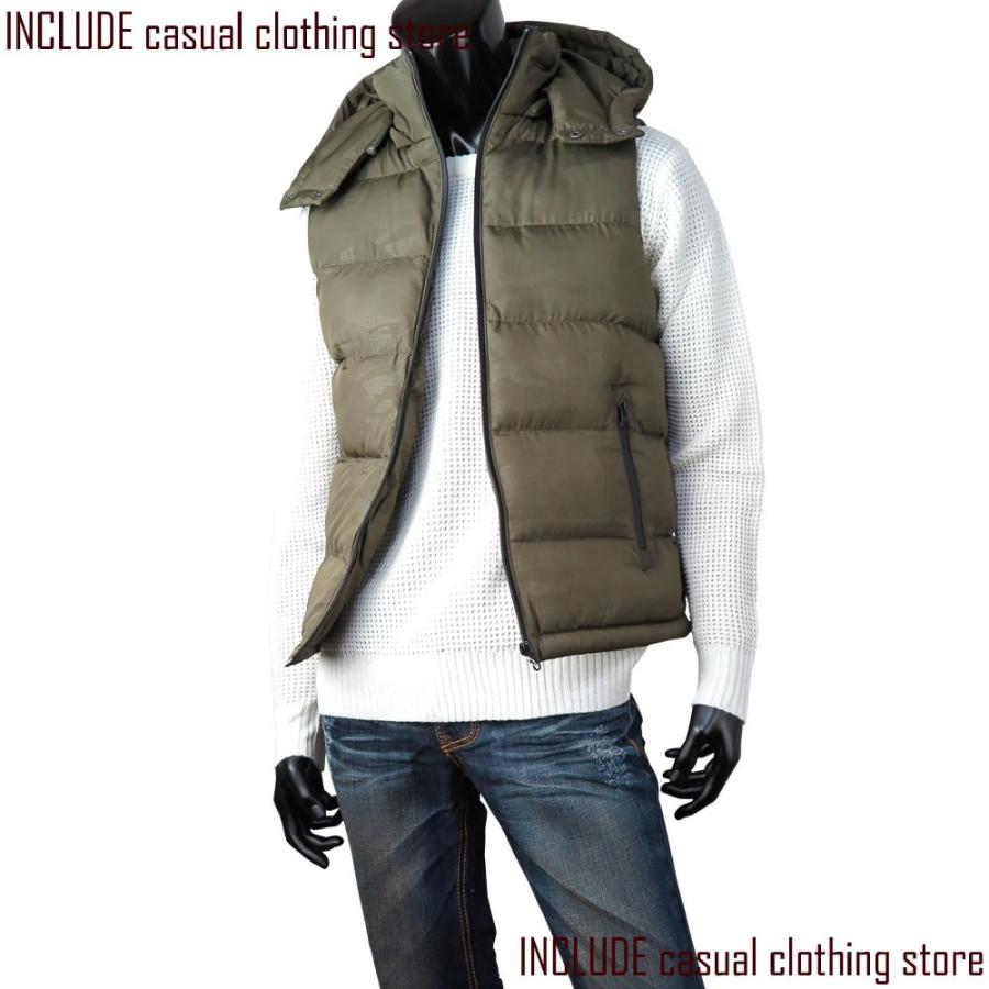 中綿ベスト フード取り外し エンボスプリント 迷彩 カモフラージュ柄 メンズ 防寒 |  | 01