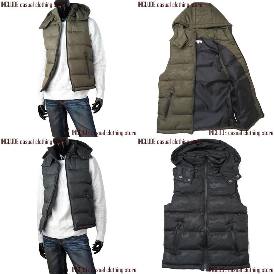 中綿ベスト フード取り外し エンボスプリント 迷彩 カモフラージュ柄 メンズ 防寒 |  | 03