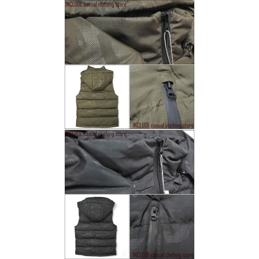 中綿ベスト フード取り外し エンボスプリント 迷彩 カモフラージュ柄 メンズ 防寒 |  | 04