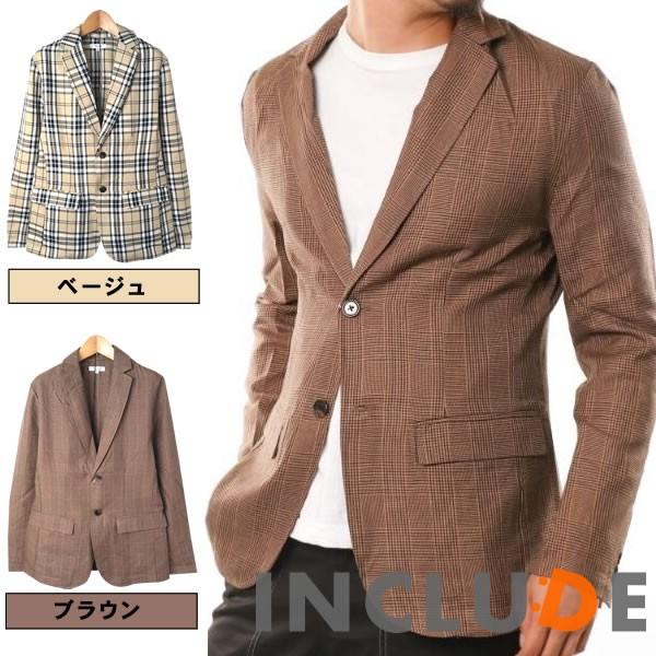 チェック グレンチェック タータンチェック ノバチェック シングル テーラード ジャケット センターベント 2ボタン 薄手 秋ジ | 