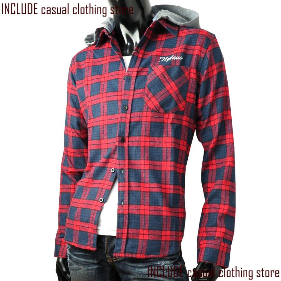 ネルシャツ チェックシャツ カジュアルシャツ 刺繍ロゴ アメカジ フード パーカー 長袖シャツ メンズ ストリート |  | 01