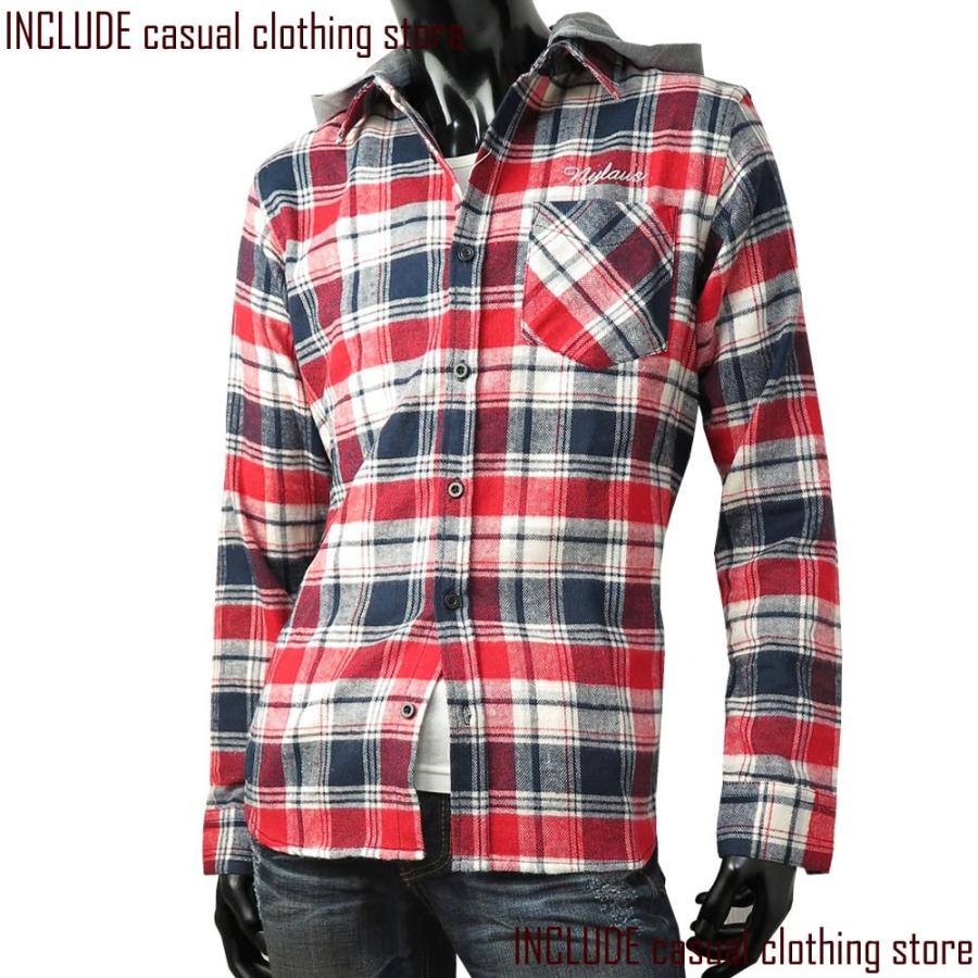 ネルシャツ チェックシャツ カジュアルシャツ 刺繍ロゴ アメカジ フード パーカー 長袖シャツ メンズ ストリート |  | 02