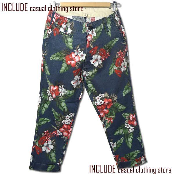 花柄 大柄 総柄 テーパード フラワー リゾート クロップドパンツ メンズ　南国 アロハ |  | 01