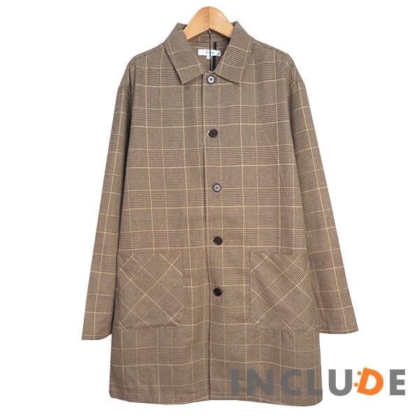 チェック 千鳥柄 薄手 綿 麻 リネン コート ステンカラーコート メンズコート ショップコート シャツコート ビジネス メンズ |  | 04
