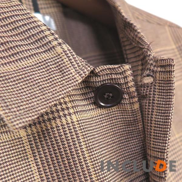 チェック 千鳥柄 薄手 綿 麻 リネン コート ステンカラーコート メンズコート ショップコート シャツコート ビジネス メンズ |  | 06