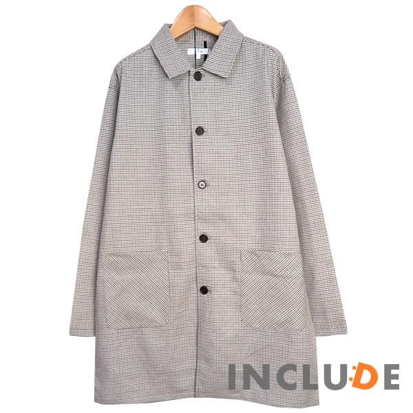 チェック 千鳥柄 薄手 綿 麻 リネン コート ステンカラーコート メンズコート ショップコート シャツコート ビジネス メンズ |  | 03