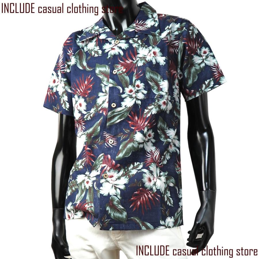 ハイビスカス 花柄 半袖 開襟シャツ アロハシャツ クールビズ 夏シャツ メンズ 春夏 |  | 02