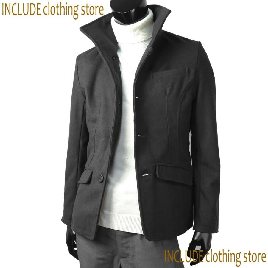 メルトン ウール イタリアン カラー ジャケット 立ち襟 カジュアル スーツ メンズ 黒 L 送料込 | 