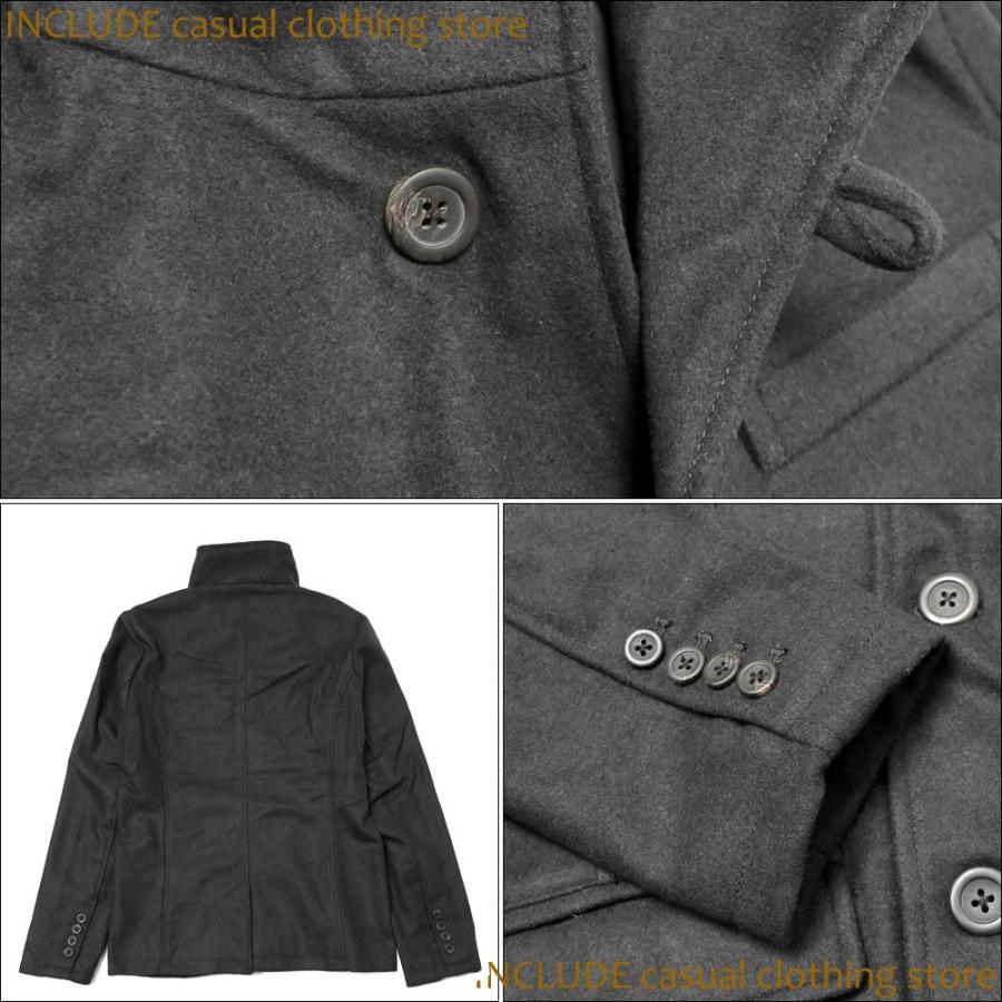 メルトン ウール イタリアン カラー ジャケット 立ち襟 カジュアル スーツ メンズ 黒 L 送料込 |  | 03