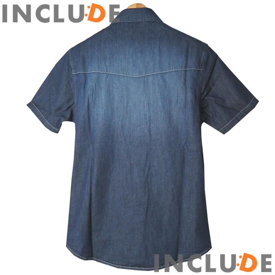 クリックポスト 送料無料 デニムシャツ ウエスタンシャツ ビンテージデニム コットン ダンガリーシャツ ヴィンテージ加工 |  | 03