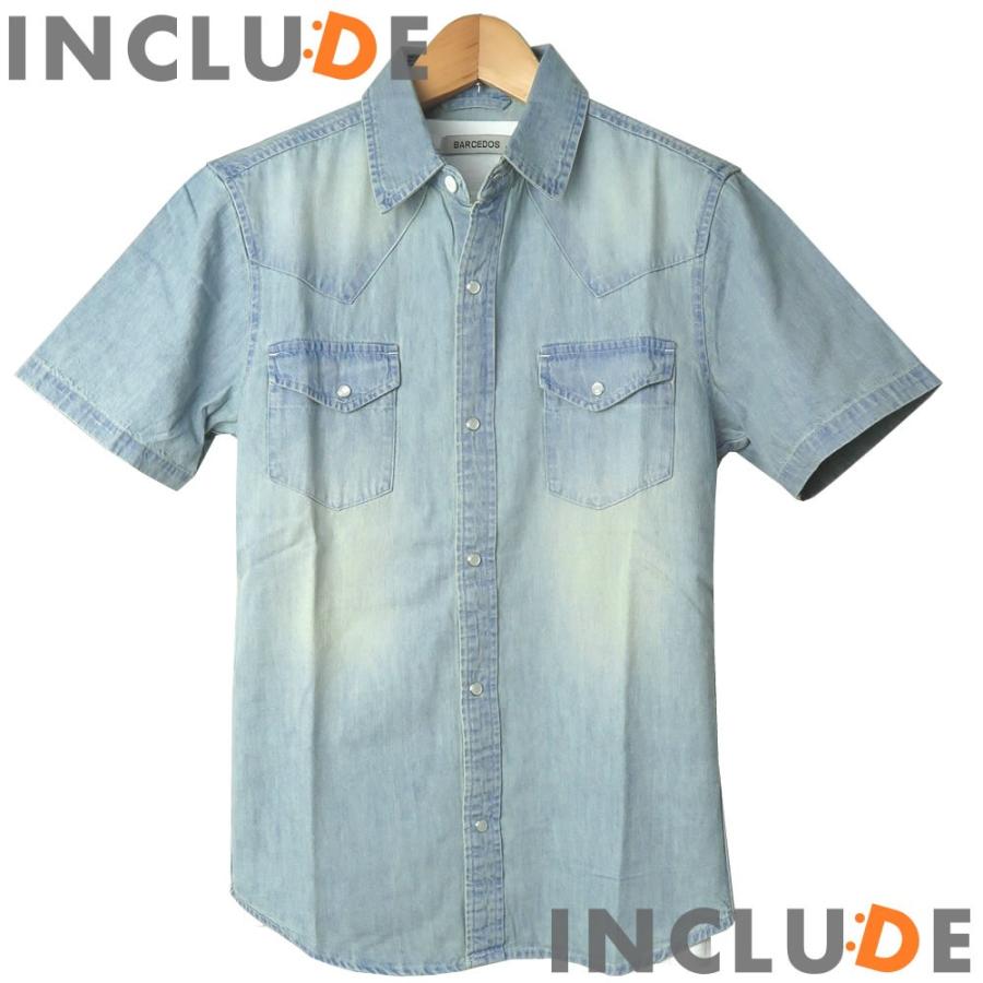 クリックポスト 送料無料 デニムシャツ ウエスタンシャツ ビンテージデニム コットン ダンガリーシャツ ヴィンテージ加工 |  | 05