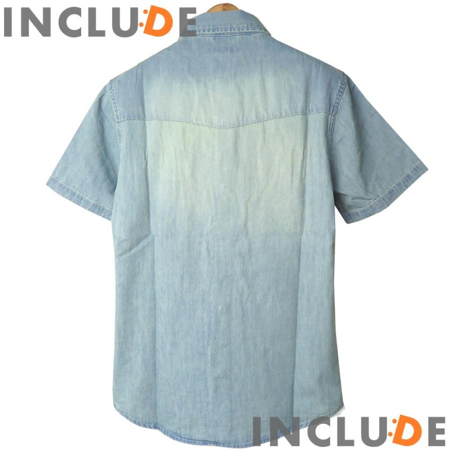 クリックポスト 送料無料 デニムシャツ ウエスタンシャツ ビンテージデニム コットン ダンガリーシャツ ヴィンテージ加工 |  | 06