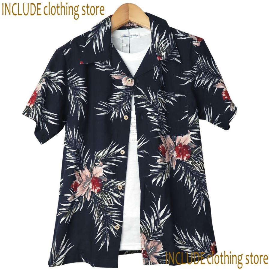 クロネコＤＭ便 送料無料 リーフ 花柄 総柄 サーフ ポートレート 半袖 開襟シャツ アロハシャツ クールビズ 夏シャツ メンズ |  | 01