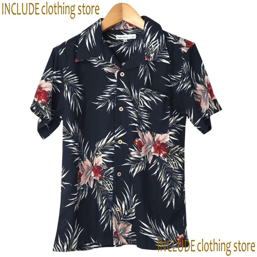 クロネコＤＭ便 送料無料 リーフ 花柄 総柄 サーフ ポートレート 半袖 開襟シャツ アロハシャツ クールビズ 夏シャツ メンズ |  | 02