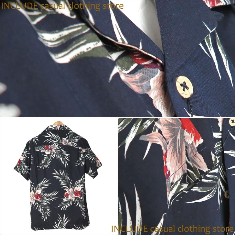 クロネコＤＭ便 送料無料 リーフ 花柄 総柄 サーフ ポートレート 半袖 開襟シャツ アロハシャツ クールビズ 夏シャツ メンズ |  | 03