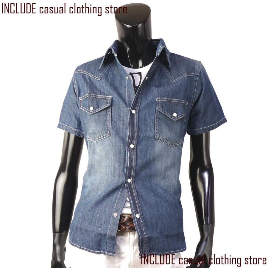 半袖シャツ デニムシャツ 半袖デニム ウエスタン シャツ メンズ |  | 02