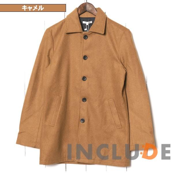 ステンカラーコート メルトン ウール ウールコート ハーフコート ロングコート メンズ 黒 グレー チャコール キャメル |  | 04