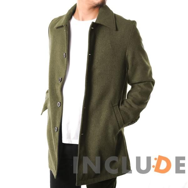 ステンカラーコート メルトン ウール ウールコート ハーフコート ロングコート メンズ 黒 グレー チャコール キャメル |  | 09