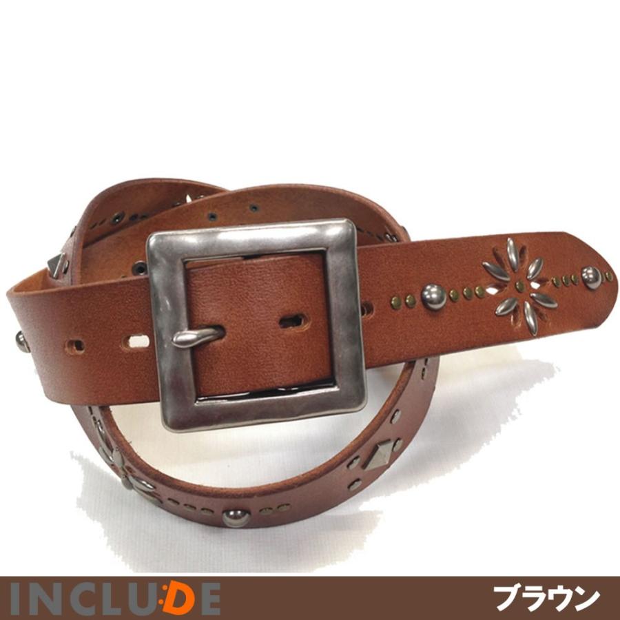 ベルト 本皮 牛革 帯切 サイズ調節可能 花柄 パンチングスタッズ 牛革ベルト ギャリソンバックル 全4カラー メンズ |  | 02