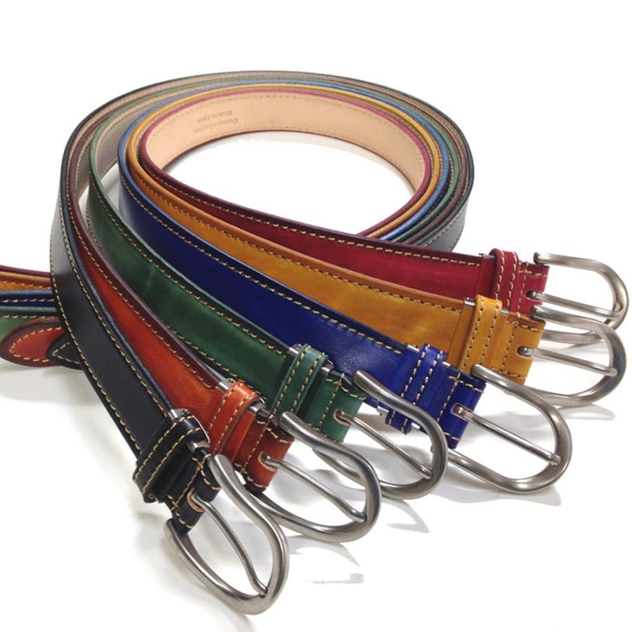 国産手塗りベルト 本皮 牛革 帯切 サイズ調節可能 職人が手塗り 牛革ベルト ヴィンテージ 全6カラー メンズ |  | 09