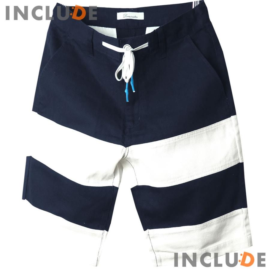 ボーダー ショートパンツ ハーフパンツ メンズ 鹿の子 パッチワーク 父の日 ジャカード ネイビー ホワイト S M L XL |  | 01