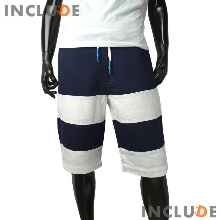 ボーダー ショートパンツ ハーフパンツ メンズ 鹿の子 パッチワーク 父の日 ジャカード ネイビー ホワイト S M L XL |  | 03