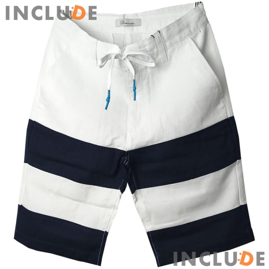 ボーダー ショートパンツ ハーフパンツ メンズ 鹿の子 パッチワーク 父の日 ジャカード ネイビー ホワイト S M L XL |  | 05