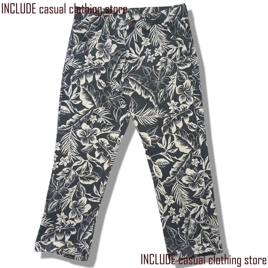 クロップド 花柄 総柄 パンツ はんぱ丈 リゾート メンズ アンクルパンツ |  | 02