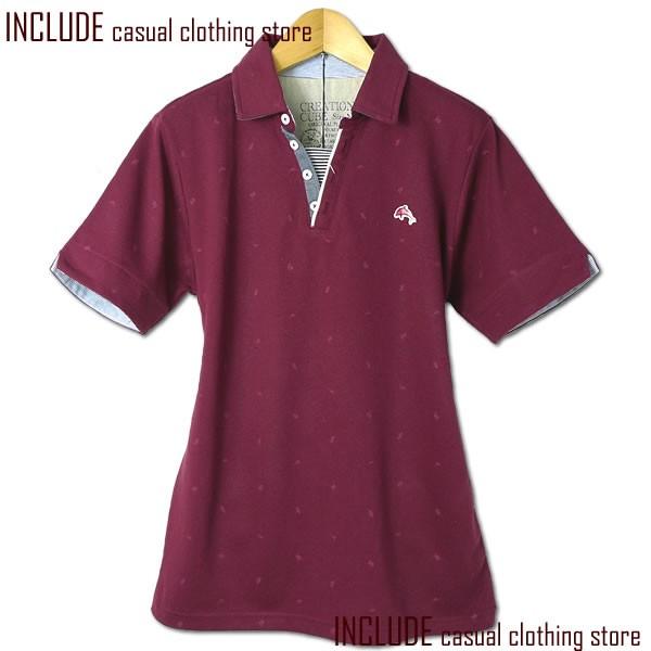 鹿の子 スキッパー 半袖ポロシャツ イルカ ペンギン クジラ 総柄 マリン ボーダー カジュアル 鹿の子ポロ 半袖ポロ M L |  | 01