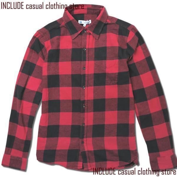 新品 ネルシャツ フランネルシャツ チェックネルシャツ L 赤黒 送料込